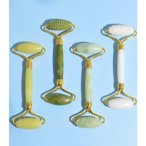 Jade Roller Face Massager Double Head Natural Healing Stone Facial Eye Lifting Slimming Remove Wrinkles Beauty SPA Massage Tool