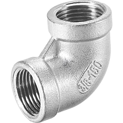 Uxcell Stainless Steel 304 Cast Pipe Fitting 90 Degree Elbow 3/8 BSPT Female X 3/8 BSPT Female Thread for air water fuel etc
