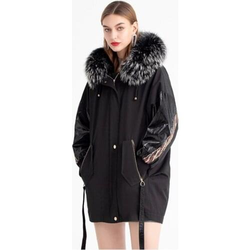New High Quality Winter Parka Women Fashion Removable Rex Rabbit Fur Liner Raccoon Fur Collar Hooded Jacket Casual Outwear KW268