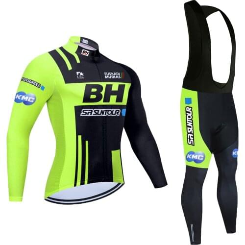 Autumn 2021 Team BH Cycling Jersey 20D Bib Set MTB Uniform Bicycle Clothing Quick Dry Bike Clothes Mens Long Cycling Wear