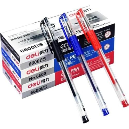 Original Deli 6600ES Gel Pen Retail 1PCS Gel Pen Signature Pen 0.5MM Black/Blue/Red Ink For Office Worker/School Student