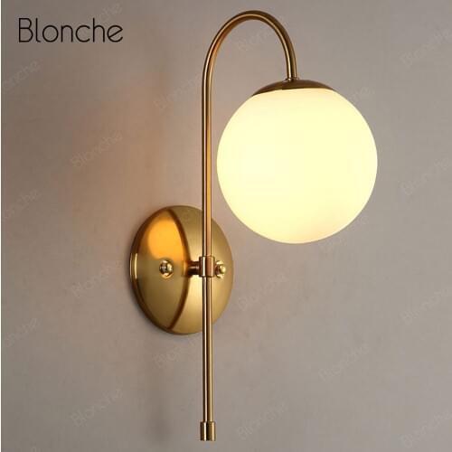 Modern Wall Lamp Gold Nordic Design Wall Lights for Home Living Room Glass Ball Sconce Bedroom Lamp Stairs Led Light Fixtures
