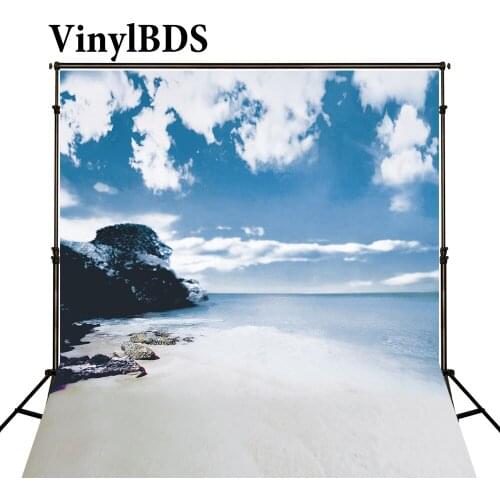 VinylBDS 8x8ft Beach Background Blue Sea and White Cloud Summer Background for fondos de estudio fotografia