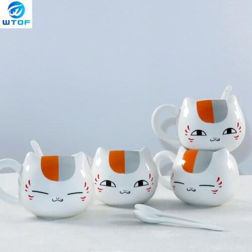 Japanese Animation Cat Teacher Ceramic Mug Milk Cup Water Cup Office Anime Coffee Cup with Spoon Gift