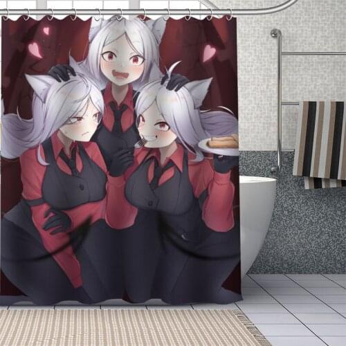 Custom Anime Game Helltaker Shower Curtain With Plastic Hooks Modern Fabric Bath Curtains Home Decor Curtains Custom Your image