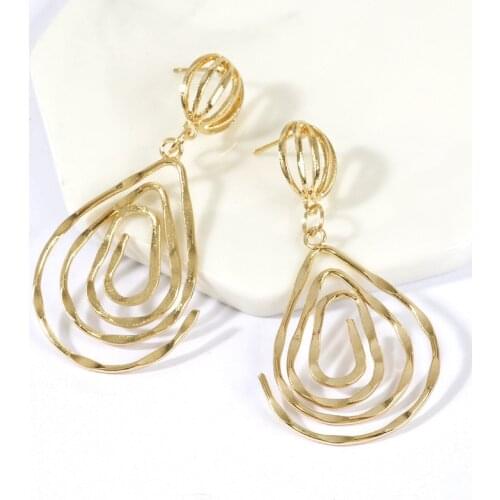LATS New Irregular Water Drop Earrings for Women Hollow Winding Multi-layer Metal Dangle Earrings Brincos Female Fashion Jewelry