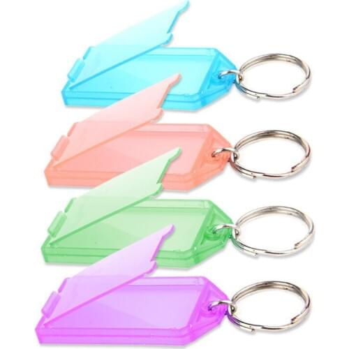 20Pcs Tough Plastic Key Tags with Split Ring Label Window Assorted Colors Random Colors