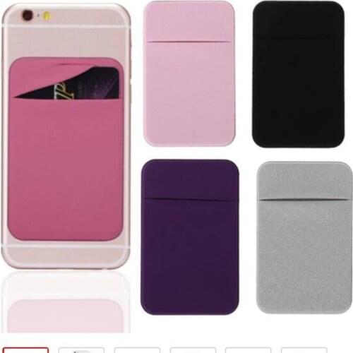 1PC Fashion Elastic Cloth Cell Phone Card Holder Mobile Phone Wallet Case Credit ID Card Holder Adhesive Sticker Pocket