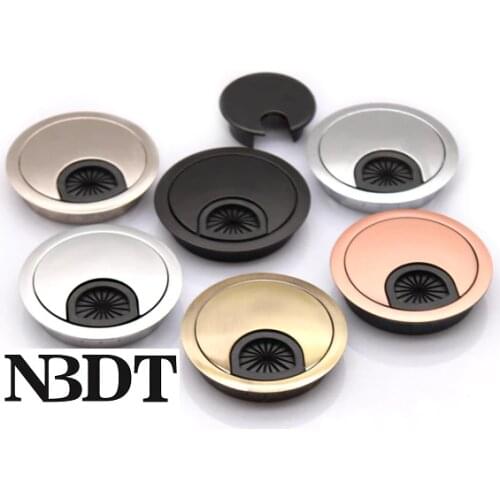 10Pcs/Lot Round Zinc Alloy PC Computer Tabletop Desk Grommet Cable Organizer Hole Cover Matte Black Red Bronze Chrome Pearl
