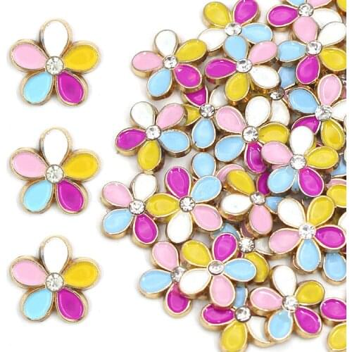 20Pcs 19mm Alloy Flower Hotfix Flat Back Studs Iron On Rivets For Clothes/Shoes Hot Fix Rhinestone DIY Craft Garment Accessories