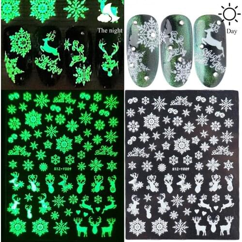 3Pcs 3D Luminous Butterfly Flame Star Moon Stickers For Nails Art Decorations Glitter Nail Stickers Manicure Glow Dark Halloween