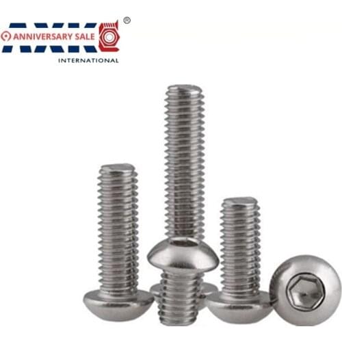 #4 4#-40*1-3/4 4#-40*2 1-3/4" 2" Length 304 Stainless Steel US UNC Coarse Thread Bolt Hexagon Socket Pan Round Button Head Screw