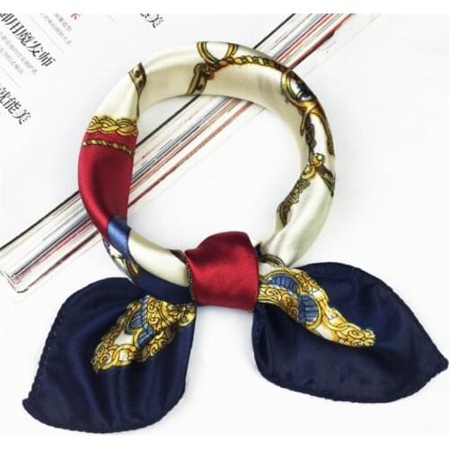 50*50cm High Quality Silk Scarf Women Small Soft Squares Decorative Head Scarf Multicolor Stripe Print Kerchief Neck Wrap 18Oct