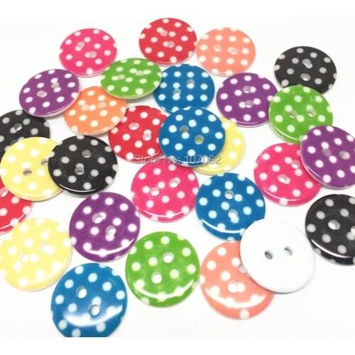 50Pcs/lot 18mm Mixed Spotted Dots Round Resin Buttons Baby Sewing Button Embellishments For Scrapbooking