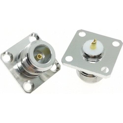 50PCS N female socket RF connector flange 25mm * 25mm 4 hole mounting solder nickel plated adapter