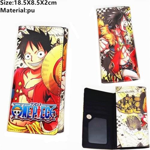 Anime One Piece Wallet Luffy zoro Men Women Leather purse Button Card Holders Layers PU Boys Girls Coin Long Cartoon money bag