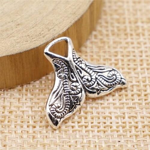 Free shipping 38pcs 16x21mm antique silver Whale tail charms diy retro jewelry fit Earring keychain hair card pendant