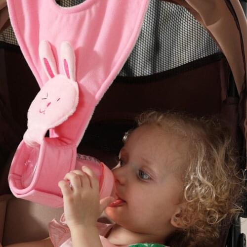 Baby Feeding Milk Bottle Holder Stroller Adjustable Holders pink Bunny Infant Carriage Feeding Cup Bracket Buggy Feeded Tool