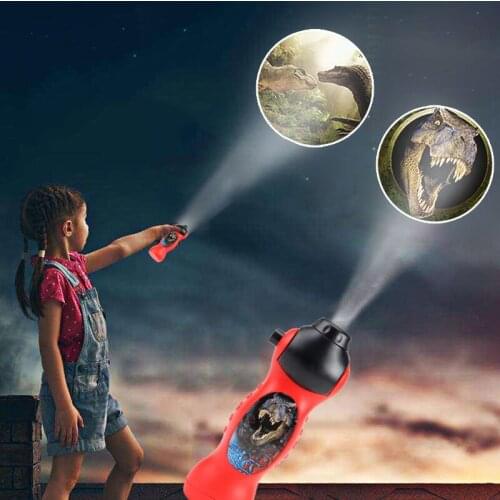 Childrens Cartoon Projection Flashlight 24 Patterns Early Education Slides Holding Projector Electronic Luminous Dinosaur Toy
