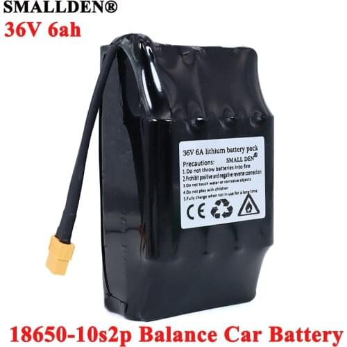 SMALLDEN 36V 6Ah 6000mAh high drain 2 wheel electric scooter self balancing lithium battery pack for Self-balancing Fits 6.5" 7"