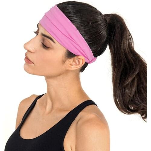 9Colors Double Layer Sweat-absorbent Sports Headband Women Buttery Soft Workout Yoga Hair Band Stretchy Plain Fitness Sweatband