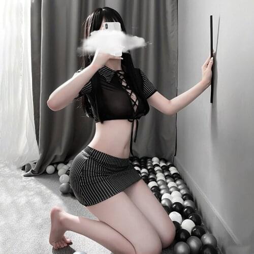 Exotic Erotic Lingerie Sexy Enchanting Little Secretary Showing Buttocks Pajamas Suit Teacher Role Playing Alternative Costume