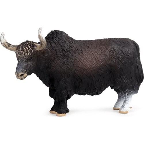 14.5X3.5X8.5Cm Classic Black Yak Animals Action Figures Cattle Bull Ox Figurine Pvc Cute Lifelike Model Toy