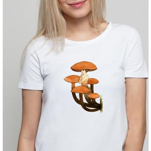 Summer tops cute for girl Mushrooms girls art t-shirt kpop harajuku white tshirt kawaii e girl vintage t shirt women 2021 tumblr