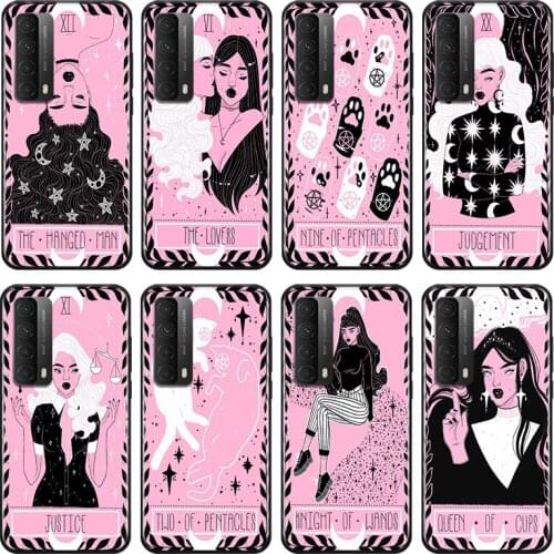 Cute Pink Tarot For Huawei Y9A Y9S Y9 Y8P Y8S Y7A Y7P Y7 Y6 Y6P Y6S Y5P Y5 Prime Pro 2019 2020 Black Soft Phone Case