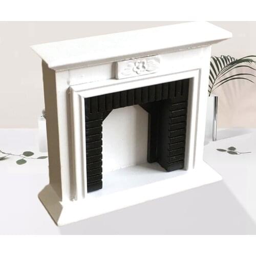 1/12 Mini White Fireplace Furniture Toys Dollhouse Accessories Miniature Fireplace Ornament For Doll House Toys Chirldren Gift