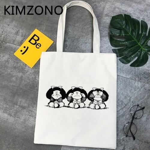 Mafalda shopping bag reusable bolso handbag canvas shopper shopping bag cloth fabric net sac toile