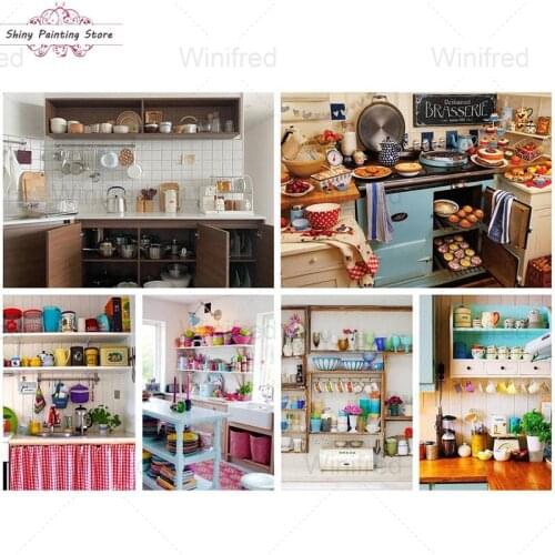 DIY 5D Painting Kitchen Landscape Diamond Embroidery Kit Cross Stitch Rhinestone Picture Modern Home Decoration Handmade Mural