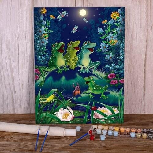 Animal Frog DIY Paint By Numbers Package Acrylic Paints 40*50 Painting On Canvas Home Decoration For Kids Wall Art Handiwork
