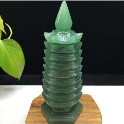 Natural Dongling jade carving nine-story Tower Helping the career Fortune development Opening feng shui Crystal tower decoration