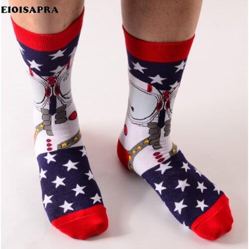[EIOISAPRA]Watermelon Corn Noodle Spacemen Hot Dog Cloud Spray Astronaut Pattern Socks Unisex Creative Character Funny Art Socks