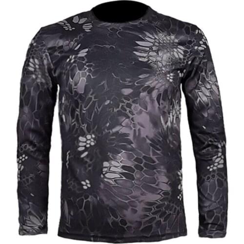 Autumn Outdoor Camouflage Training Suit Mens Tactical O-neck T-shirt Super Light Quick-drying Stretch Fitness Long-sleeved Shirt