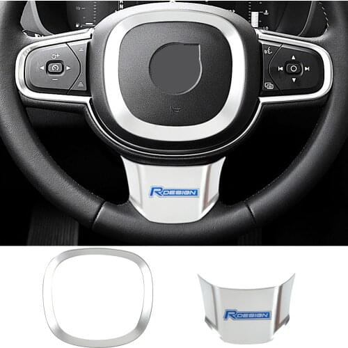 Car Steering Wheel Center Logo Trim Cover R-Design Badge Frame Sticke For Volvo S90 V90 XC60 XC90 Internal Decor Accessories