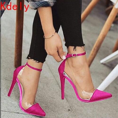 Sexy High Heels Ankle Buckle Shoes Women Pumps Ladies Party Wedding Shoes Woman Sapato Jelly Transparent Chaussure Zapatos Mujer