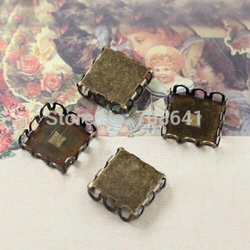 Blank Square Lace Bezel Trays Pad Bases Settings Resin Cabochons DIY Findings for Floating Charm Lockets Making
