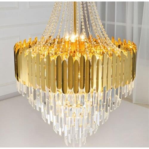Luxo moderno lustre de cristal iluminação alta qualidade ouro para sala estar quarto led avize lâmpada pendurada