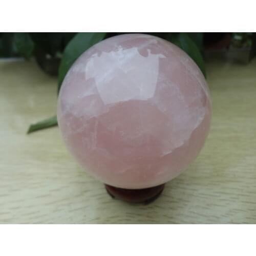 7cm NATURAL PRETTY ROSE QUARTZ CRYSTAL SPHERE BALL+stand