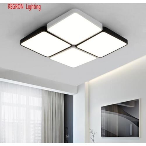 Regron Modern Ceiling Lighting Nordic Creative Square Led Strip Ceiling Lamp Minimalism Luminary For Home Office Library Study