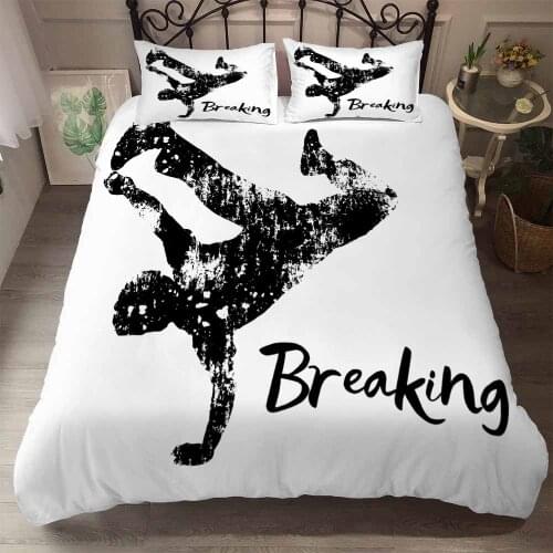 Modern Breakdancing Printed Bedding Set Black and White Down Quilt Set Queen King Winter Home Quilt Set Bed Linen Set