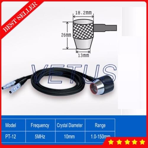 PT-12 5MHZ 10mm Sensor Standard Probe Transducers For Ultrasonic Thickness Gauge Tester Meter