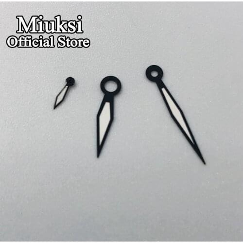Miuksi black white watch hands green/blue luminous hands fit ETA 6497 6498 or Sea gull ST3600 ST3620 series movement