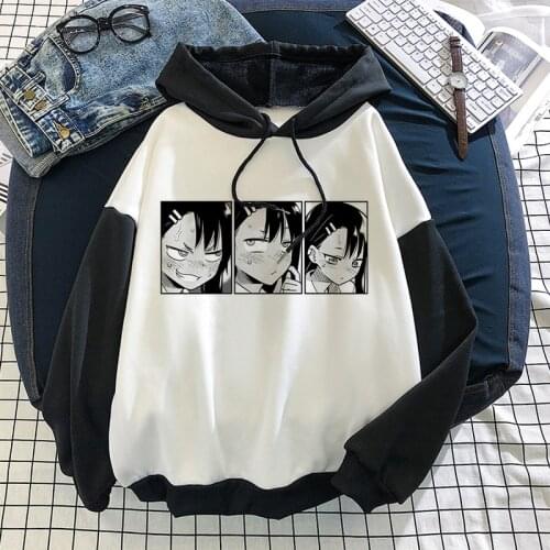 Oversized Hoodies Japan Anime Nagatoro Women Kawaii Cartoon Print Sweatshirts Winter Thickening Pullover Loose Hoody Harajuku