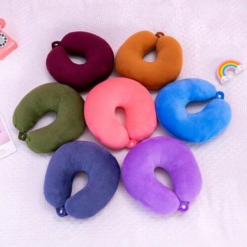 U Shaped Memory Foam Pillow Slow Rebound Neck Support Pillows Soft Travel Neck Head Protection Pillow Home Office Rest Cushion