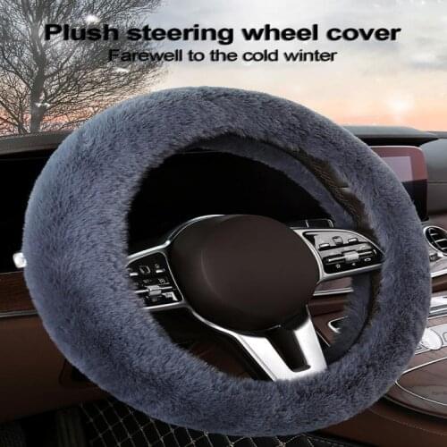 Universal 37-38cm Car Steering Wheel Cover Warm Super Thick Plush Collar Soft Car Steering Wheel Protector Cover Car Accessories