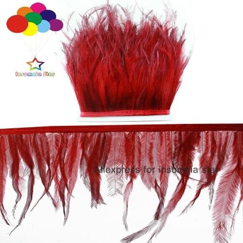 Wine red Australia Ostrich Feathers Trims Ribbon 1/5/10 Meter 4-8 Inch/10-20 cm Cloth for Carnival Party Diy Costume