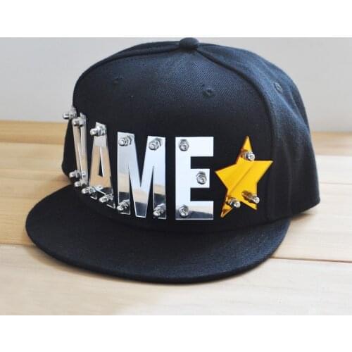 Mirror Acrylic Letters Baseball Caps,Personalized Hip-Hop Baseball Hat ,Snapback Hats,Custom Made 3D Mirrored Letter Hats